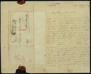 Brief von Clara Schumann an Canstatt : Brief von Clara Schumann an Canstatt. Stuttgart, 23.01.1839 Brief. Vorderseite (Adresse und Brief Seite 1). Dresden: SLUB Mscr.Dresd.App.1521,4