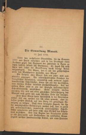 III. Die Ermordung Marats. 13. Juli 1793.