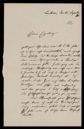 116: Brief von Friedrich Ritgen an Gottlieb Planck, Luckau (Landkreis Dahme-Spreewald), 25.12.1901
