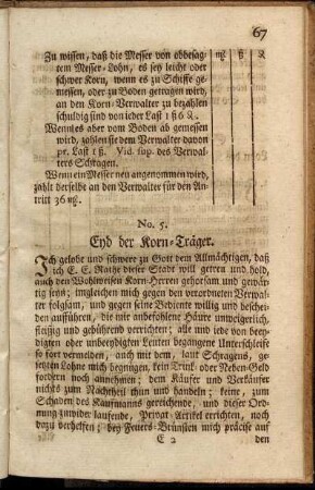 No. 5. Eyd der Korn-Träger.