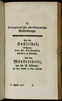 II. Topographische und ökonomische Beschreibungen