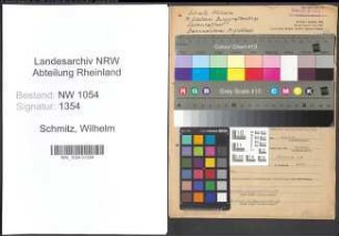 Entnazifizierung Wilhelm Schmitz , geb. 01.05.1887 (Waldarbeiter)