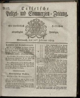 Nr. 12, Mittwoch, den 10ten Februar 1819