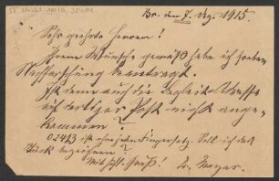 Brief an B. Schott's Söhne : 07.12.1915