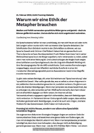 Warum wir eine Ethik der Metapher brauchen: Framing-Debatte