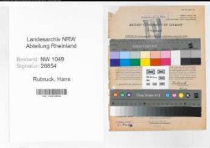 Entnazifizierung Hans Rubruck , geb. 16.03.1909 (Kaufmaennischer Angestellter)