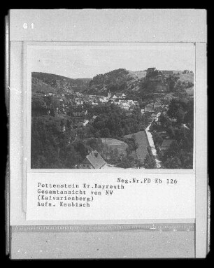 Pottenstein. Stadtansicht von Nordwesten. Blick vom Kalvarienberg