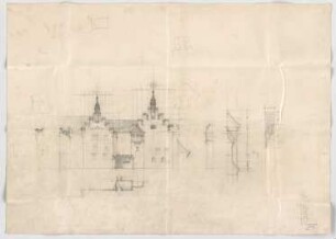 Thiersch, Friedrich von; Glonn (Obb.); Schloss Zinneberg - Altes Schloss - Altes Schloss (Grundriss, Ansicht, Schnitte)