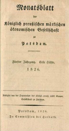 Fünfter Jahrgang. Erste Hälfte. 1826.