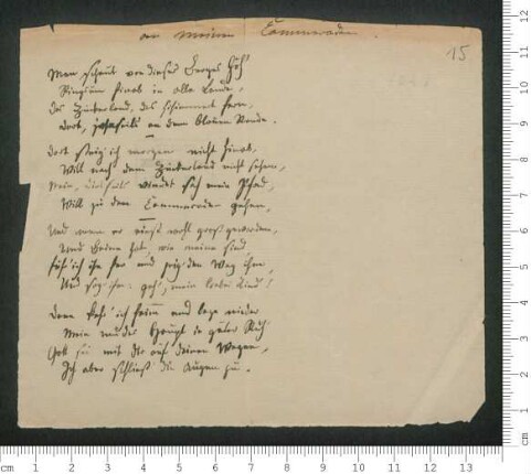 "An meinen Cammeraden" ["An meinen Kameraden"] [Reinschrift ]