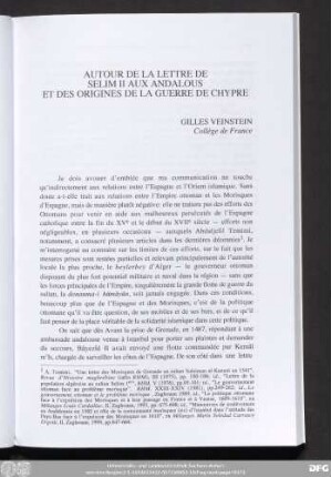 Autour De La Lettre De Selim II Aux Andalous Et Des Origines De La Guerre De Chypre Gilles Veinstein