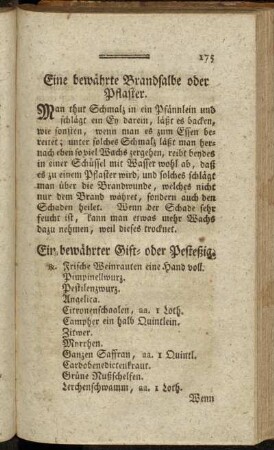 Ein bewährter Gift- oder Pesteßig