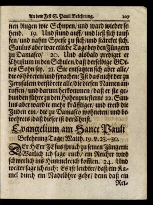Evangelium am Sanct Pauli Bekehrung Tage/ ...