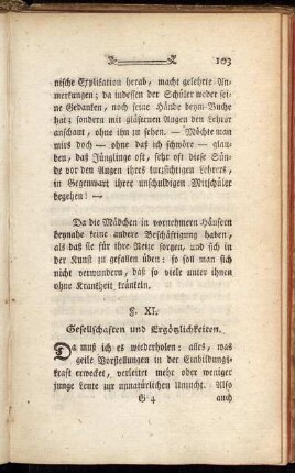 §. XI. Gesellschaften und Ergötzlichkeiten.