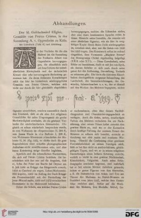 Der hl. Goldschmied Eligius, Gemälde von Petrus Cristus, in der Sammlung A. v. Oppenheim zu Köln