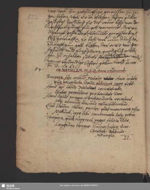 Nr. 54-63. In natalem ... (Latein. Gedichte)