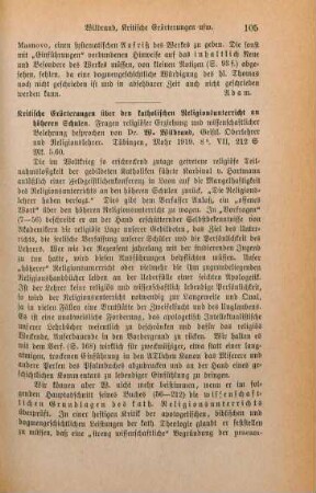 105-108 [Rezension] Wilbrand, Wilhelm, Kritische Erörterungen über den katholischen Religionsunterricht an höheren Schulen