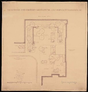 Technische Universität Berlin Stammgelände: Gartenplan Ausschnitt am Verwaltungsgebäude 1:200