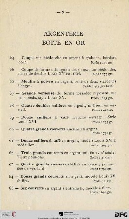 Argenterie Boite En Or (Nr. 54-85)