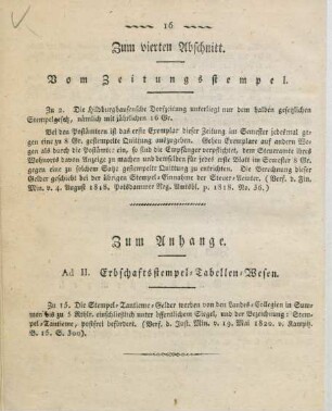 Zum vierten Abschnitt. Vom Zeitungsstempel