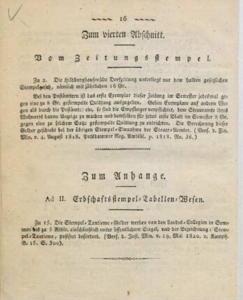 Zum vierten Abschnitt. Vom Zeitungsstempel