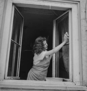 Berlin-Dahlem. Freie Universität Berlin. Studentenjob "Fenster putzen"