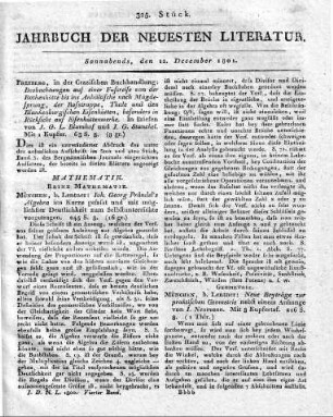 München, b. Lentner: loh. Georg Prändel's Algebra ins Kurze gefasst und mit möglichster Deutlichkeit zum Selbstunterrichte vorgetragen. 245 S. 8.