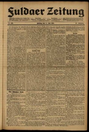 Erste Ausgabe vom Freitag, den 11. Juli 1913.
