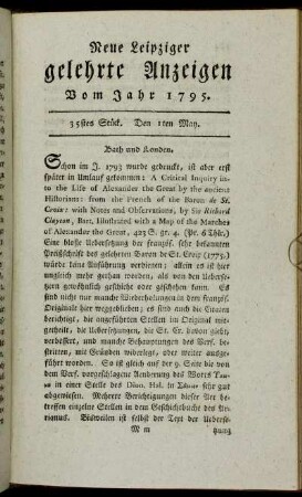 35stes Stück. Den 1ten May.