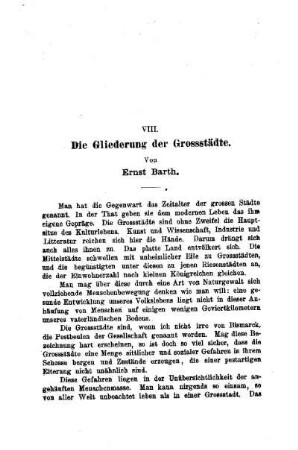 Die Gliederung der Grossstädte
