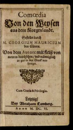 Comoedia Von den Weysen aus dem Morgenlande