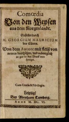 Comoedia Von den Weysen aus dem Morgenlande