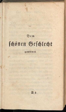 Dem schönen Geschlecht gewidmet