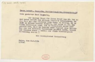 Brief an Gottfried Huppertz : 02.06.1930