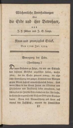 Neun und zwanzigstes Stück