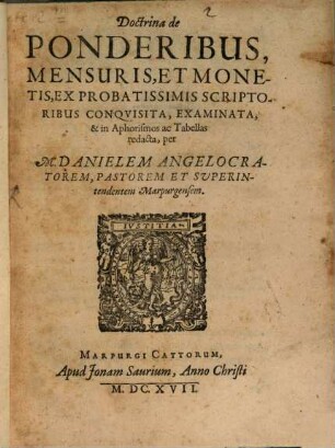 Doctrina de ponderibus, mensuris et monetis ...