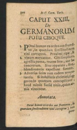 Caput XXIII. De Germanorum Potu Ciboque.