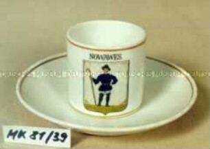Mokkatasse mit Untertasse, mit Wappen "NOWAWES"