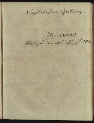 Nro. XXXIV, Montags, den 19ten August 1737