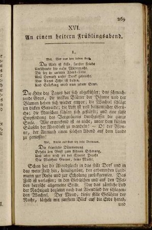 XVI. An einem heitern Frühlingsabend