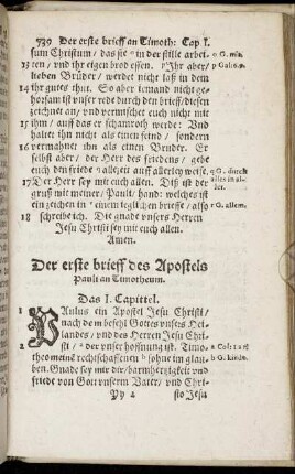 Der erste brieff des Apostels Pauli an Timotheum.