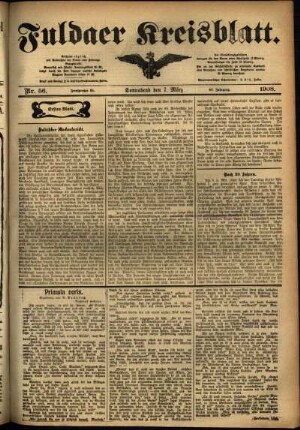Erste Ausgabe vom Samstag, den 07. März 1908.
