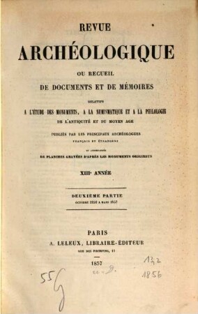 Revue archéologique. 13. 1856, Pt. 2