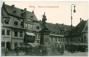 Penig a. d. Mulde. Markt mit Kriegerdenkmal