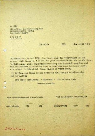1.2.1 Zusammenarbeit VR Polen: Glückwünsche und Geschenk zum 1.Mai