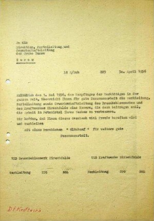 Glückwünsche und Geschenk zum 1.Mai