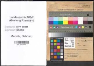 Entnazifizierung Gebhard Von Der Marwitz , geb. 22.06.1914 (Assessor)