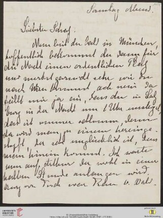 Heid. Hs. 3487,177: Brief von Marie Luise Gothein an Eberhard Gothein
