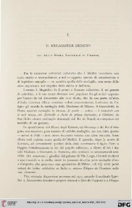4.1896/97: Il Medagliere Mediceo nel Regio Museo Nazionale di Firenze