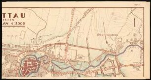Bebauungsplan der Stadterweiterung, Sprottau: (wie Inv.Nr. 21421): Grundplan und Lageplan 1:2500, bestehend aus vier Teilen, Blatt 2, Maßstabsleiste